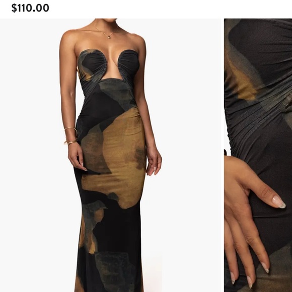 JLUXLABEL Black and Brown Strapless Maxi Dress - Picture 1 of 3